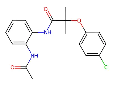 N-(2-acetamidophenyl)-2-(4-chlorophenoxy)-2-methylpropanamide structure