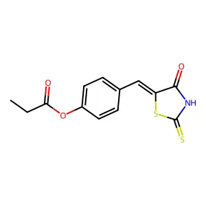 4-[(Z)-(4-oxo-2-thioxo-1,3-thiazolidin-5-ylidene)methyl]phenyl propanoate structure