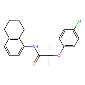 2-(4-chlorophenoxy)-2-methyl-N-(5,6,7,8-tetrahydronaphthalen-1-yl)propanamide structure