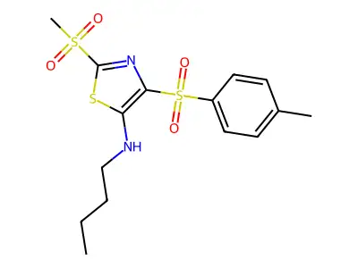 N-butyl-4-(4-methylphenyl)sulfonyl-2-methylsulfonyl-1,3-thiazol-5-amine structure