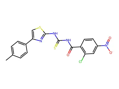 2-chloro-N-[[4-(4-methylphenyl)-1,3-thiazol-2-yl]carbamothioyl]-4-nitrobenzamide structure