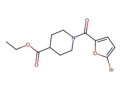Ethyl 1-(5-bromofuran-2-carbonyl)piperidine-4-carboxylate structure