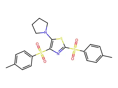 5-(Pyrrolidin-1-yl)-2,4-ditosylthiazole structure