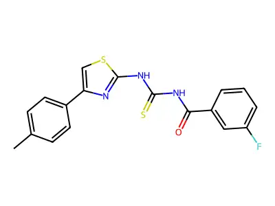 3-fluoro-N-[[4-(4-methylphenyl)-1,3-thiazol-2-yl]carbamothioyl]benzamide structure
