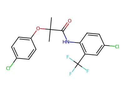 2-(4-chlorophenoxy)-N-[4-chloro-2-(trifluoromethyl)phenyl]-2-methylpropanamide structure