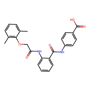 4-{[(2-{[(2,6-Dimethylphenoxy)acetyl]amino}phenyl)carbonyl]amino}benzoic acid structure