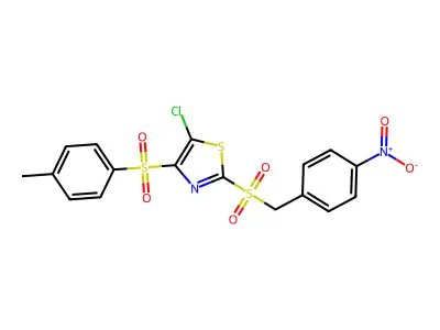 5-chloro-2-((4-nitrobenzyl)sulfonyl)-4-tosylthiazole structure