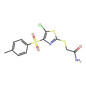 2-{[5-Chloro-4-(4-methylbenzenesulfonyl)-1,3-thiazol-2-yl]sulfanyl}acetamide structure