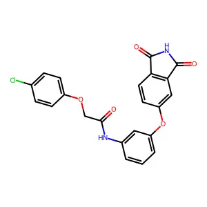 2-(4-chlorophenoxy)-N-[3-(1,3-dioxoisoindol-5-yl)oxyphenyl]acetamide structure