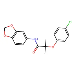 N-(1,3-benzodioxol-5-yl)-2-(4-chlorophenoxy)-2-methylpropanamide structure