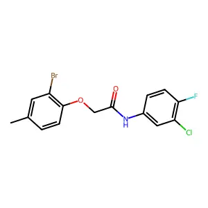 2-(2-bromo-4-methylphenoxy)-N-(3-chloro-4-fluorophenyl)acetamide structure