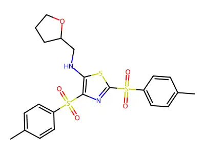 2,4-bis(4-methylbenzenesulfonyl)-N-[(oxolan-2-yl)methyl]-1,3-thiazol-5-amine structure