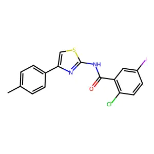 2-chloro-5-iodo-N-[4-(4-methylphenyl)-1,3-thiazol-2-yl]benzamide structure