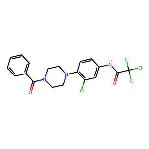 N-[4-(4-benzoylpiperazin-1-yl)-3-chlorophenyl]-2,2,2-trichloroacetamide structure