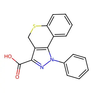 1-Phenyl-1,4-dihydrothiochromeno(4,3-c)pyrazole-3-carboxylic acid structure