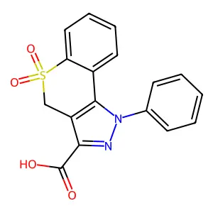 5,5-dioxo-1-phenyl-4H-thiochromeno[4,3-c]pyrazole-3-carboxylic acid structure