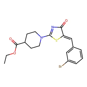 ethyl 1-[(5Z)-5-(3-bromobenzylidene)-4-oxo-4,5-dihydro-1,3-thiazol-2-yl]piperidine-4-carboxylate structure