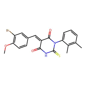 (5Z)-5-(3-bromo-4-methoxybenzylidene)-1-(2,3-dimethylphenyl)-2-thioxodihydropyrimidine-4,6(1H,5H)-dione structure
