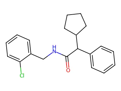 N-[(2-chlorophenyl)methyl]-2-cyclopentyl-2-phenylacetamide structure