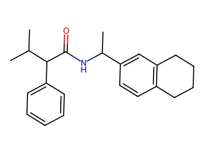 3-methyl-2-phenyl-N-[1-(5,6,7,8-tetrahydronaphthalen-2-yl)ethyl]butanamide structure