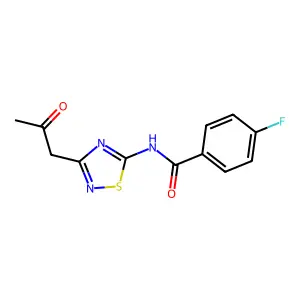 4-fluoro-N-[3-(2-oxopropyl)-1,2,4-thiadiazol-5-yl]benzamide structure