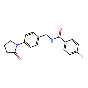 4-fluoro-N-[[4-(2-oxopyrrolidin-1-yl)phenyl]methyl]benzamide structure