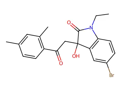 5-bromo-3-[2-(2,4-dimethylphenyl)-2-oxoethyl]-1-ethyl-3-hydroxy-1,3-dihydro-2H-indol-2-one structure