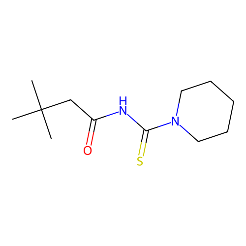3,3-dimethyl-N-(1-piperidinylcarbothioyl)butanamide structure