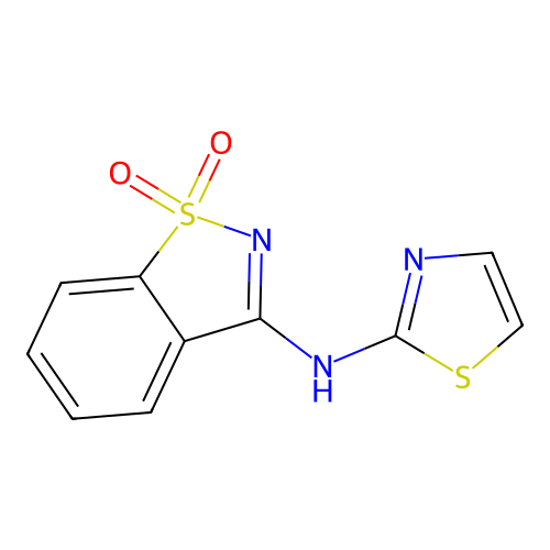 N-(1,3-thiazol-2-yl)-1,2-benzothiazol-3-amine 1,1-dioxide structure
