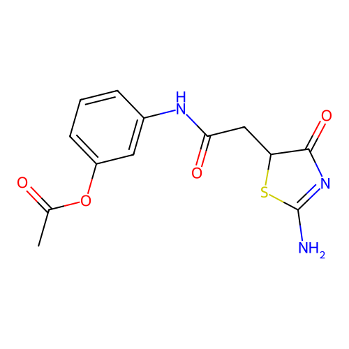 3-(2-(2-Imino-4-oxothiazolidin-5-yl)acetamido)phenyl acetate structure