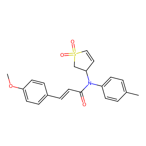 (2Z)-N-(1,1-dioxo-2,3-dihydro-1lambda6-thiophen-3-yl)-3-(4-methoxyphenyl)-N-(4-methylphenyl)prop-2-enamide structure