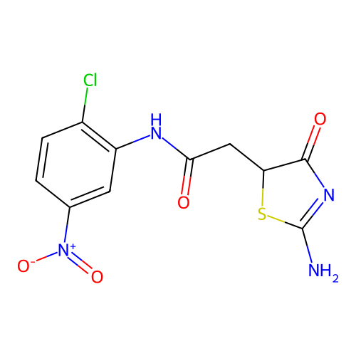 2-(2-amino-4-oxo-1,3-thiazol-5-yl)-N-(2-chloro-5-nitrophenyl)acetamide structure