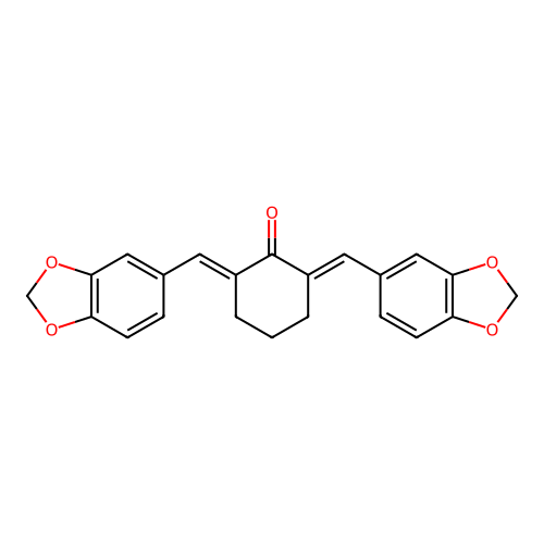 (2E,6E)-2,6-bis(1,3-benzodioxol-5-ylmethylidene)cyclohexanone structure