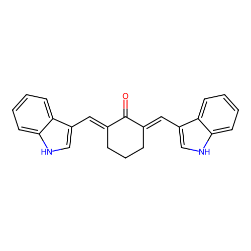 2,6-Bis-(1H-indol-3-ylmethylene)-cyclohexanone structure