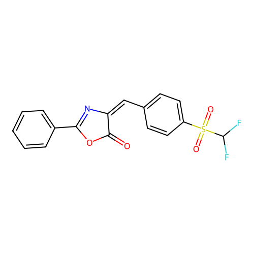 (E)-4-(4-((difluoromethyl)sulfonyl)benzylidene)-2-phenyloxazol-5(4H)-one structure