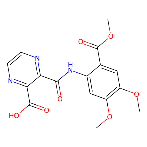 3-((4,5-Dimethoxy-2-(methoxycarbonyl)phenyl)carbamoyl)pyrazine-2-carboxylic acid structure