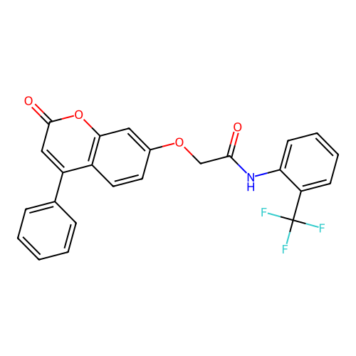 2-((2-oxo-4-phenyl-2H-chromen-7-yl)oxy)-N-(2-(trifluoromethyl)phenyl)acetamide structure