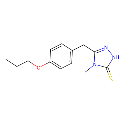 4-methyl-5-(4-propoxybenzyl)-2,4-dihydro-3H-1,2,4-triazole-3-thione structure