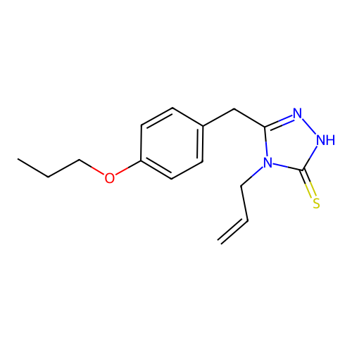 4-(prop-2-en-1-yl)-5-(4-propoxybenzyl)-2,4-dihydro-3H-1,2,4-triazole-3-thione structure