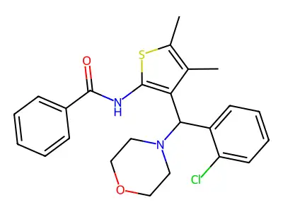 N-{3-[(2-chlorophenyl)morpholin-4-ylmethyl]-4,5-dimethyl(2-thienyl)}benzamide structure
