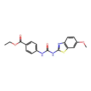Ethyl 4-{[(6-methoxy-1,3-benzothiazol-2-yl) carbamoyl]amino}benzoate structure