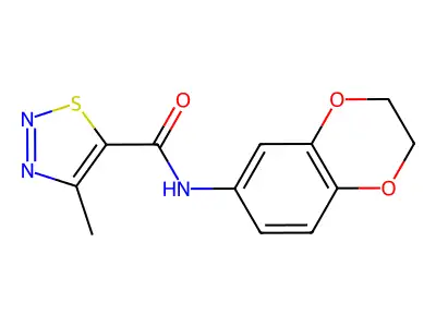 N-(2,3-dihydro-1,4-benzodioxin-6-yl)-4-methyl-1,2,3-thiadiazole-5-carboxamide structure