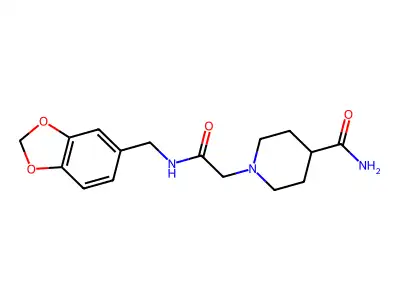 1-(2-((Benzo[d][1,3]dioxol-5-ylmethyl)amino)-2-oxoethyl)piperidine-4-carboxamide structure