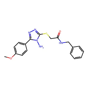 2-((4-amino-5-(4-methoxyphenyl)-4H-1,2,4-triazol-3-yl)thio)-N-benzylacetamide structure