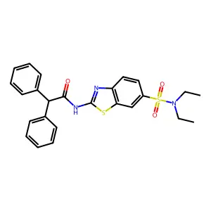 N-{6-[(diethylamino)sulfonyl]benzothiazol-2-yl}-2,2-diphenylacetamide structure