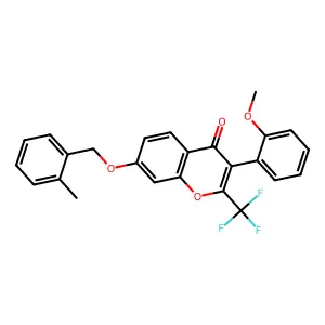 3-(2-Methoxyphenyl)-7-[(2-methylphenyl)methoxy]-2-(trifluoromethyl)chromen-4-one structure