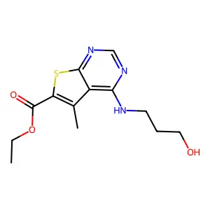 Ethyl 4-[(3-hydroxypropyl)amino]-5-methylthieno[2,3-d]pyrimidine-6-carboxylate structure