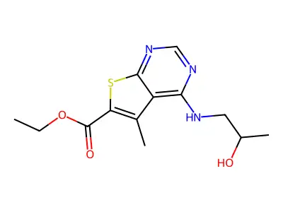 Ethyl 4-[(2-hydroxypropyl)amino]-5-methylthieno[2,3-d]pyrimidine-6-carboxylate structure