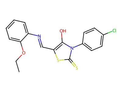 3-(4-chlorophenyl)-5-[(2-ethoxyanilino)methylidene]-2-sulfanylidene-1,3-thiazolidin-4-one structure
