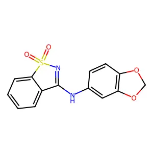 N-(1,3-benzodioxol-5-yl)-1,2-benzothiazol-3-amine 1,1-dioxide structure
